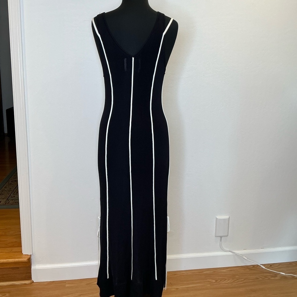 3.1 PHILLIP LIM V-Neck Tank Lux Viscose Midi Dress with Piping Trim Size Large - Picture 5 of 16